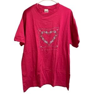 Vintage Minnesota Floral Heart T Shirt Pink Anvil XL 90s USA Made